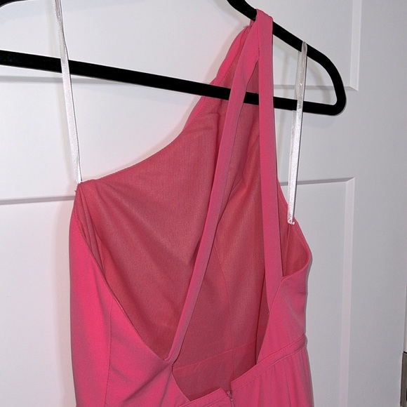 NWOT Ieena for Mac Duggal Pink One Shoulder Open Back Jersey Mermaid Gown 26266 - Picture 5 of 8